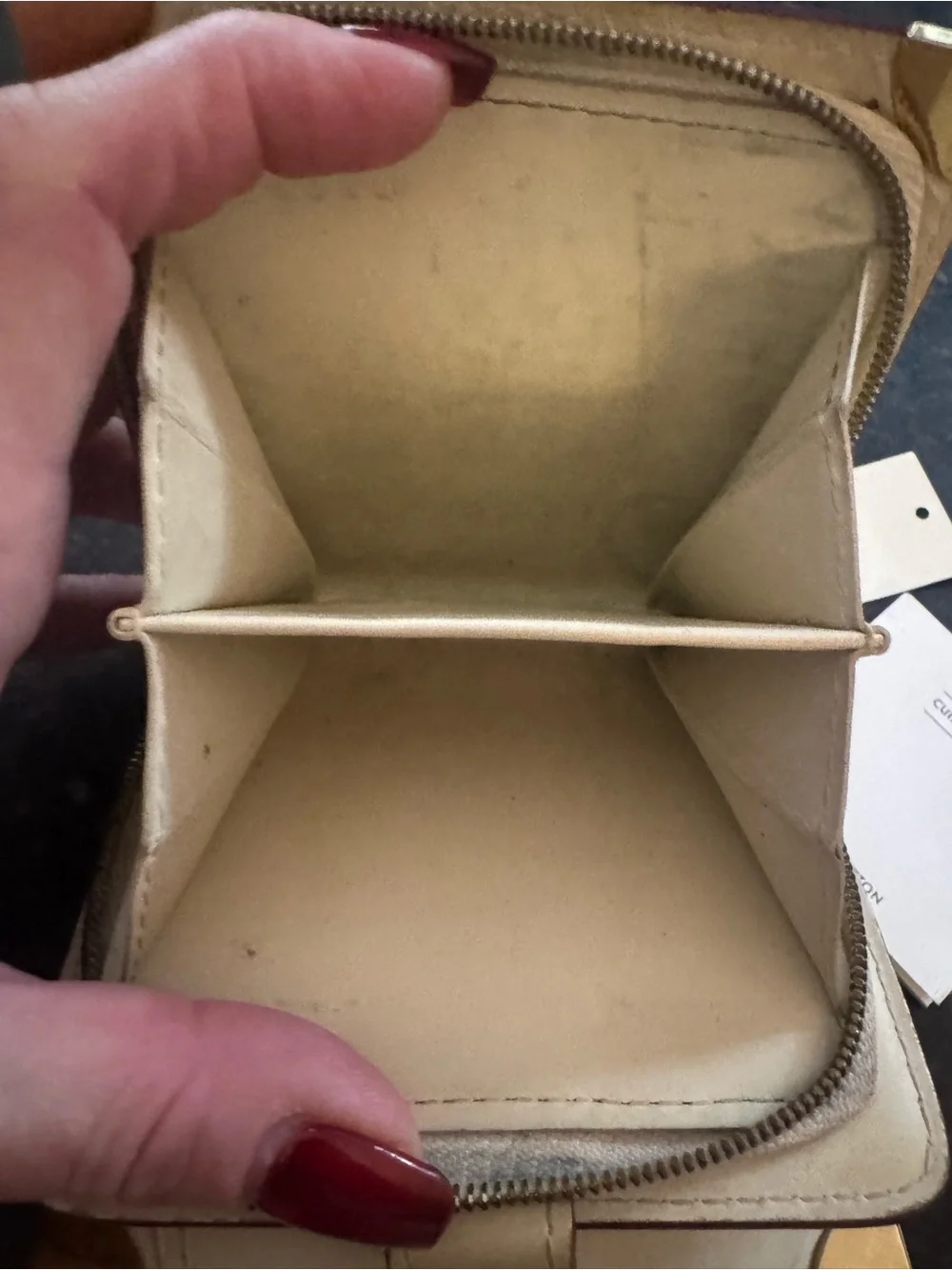 Louis Vuitton Cream Goatskin Leather Bifold Wallet with Gold Accents
